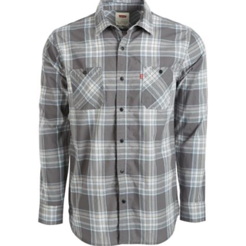 Men’s Levis Remick Plaid Shirt Grey size Small